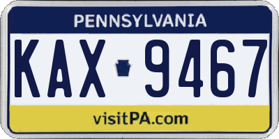 PA license plate KAX9467