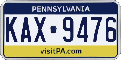 PA license plate KAX9476