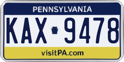PA license plate KAX9478