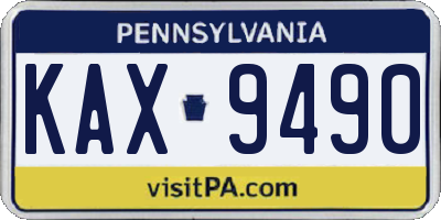 PA license plate KAX9490