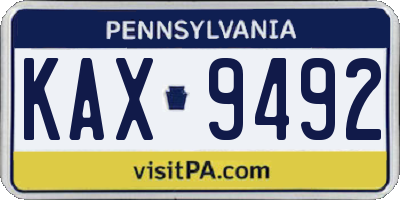 PA license plate KAX9492