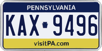 PA license plate KAX9496