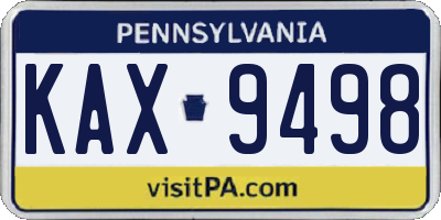 PA license plate KAX9498