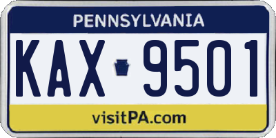 PA license plate KAX9501