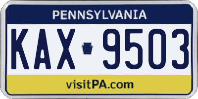 PA license plate KAX9503