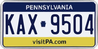 PA license plate KAX9504