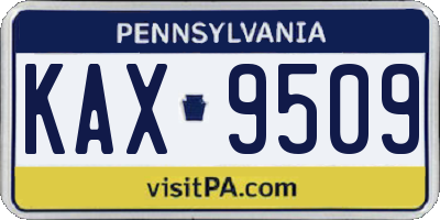 PA license plate KAX9509