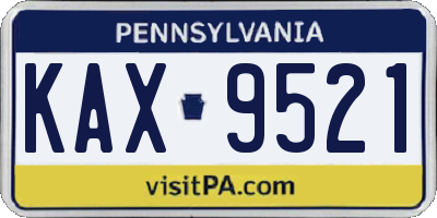 PA license plate KAX9521