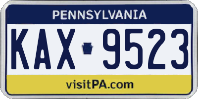 PA license plate KAX9523