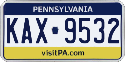 PA license plate KAX9532