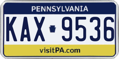 PA license plate KAX9536