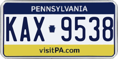 PA license plate KAX9538