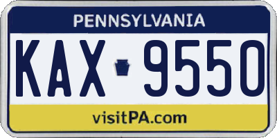 PA license plate KAX9550