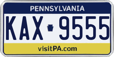 PA license plate KAX9555