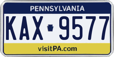 PA license plate KAX9577