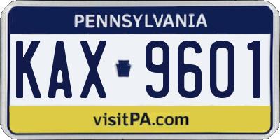 PA license plate KAX9601