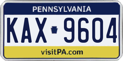 PA license plate KAX9604