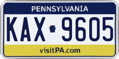 PA license plate KAX9605