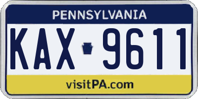 PA license plate KAX9611