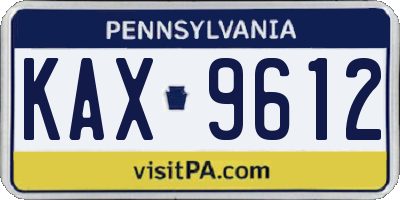 PA license plate KAX9612