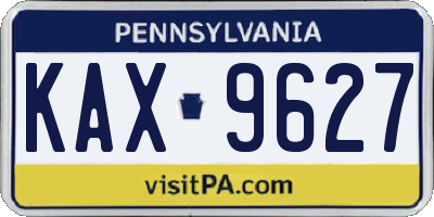 PA license plate KAX9627