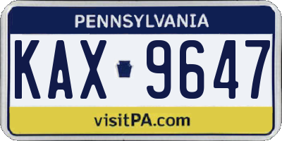 PA license plate KAX9647