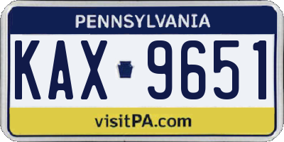 PA license plate KAX9651