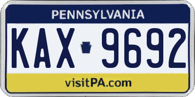 PA license plate KAX9692
