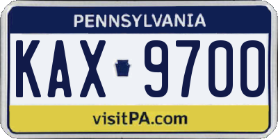 PA license plate KAX9700