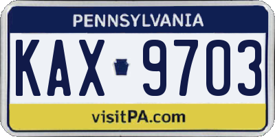 PA license plate KAX9703