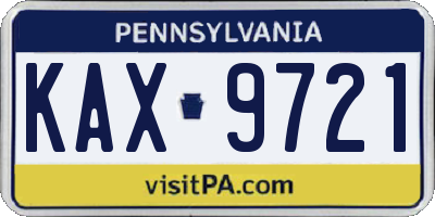 PA license plate KAX9721