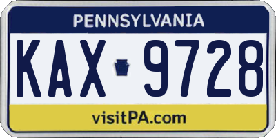 PA license plate KAX9728