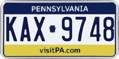 PA license plate KAX9748