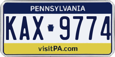 PA license plate KAX9774