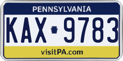 PA license plate KAX9783