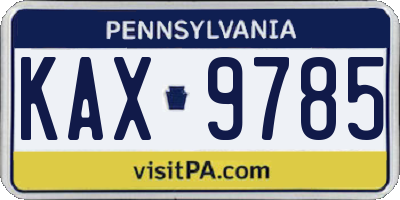 PA license plate KAX9785
