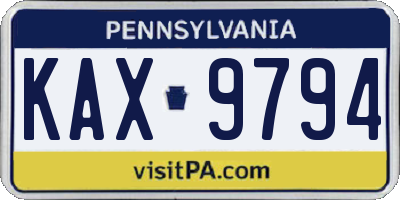 PA license plate KAX9794