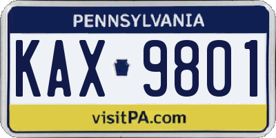 PA license plate KAX9801