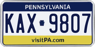 PA license plate KAX9807