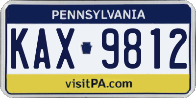 PA license plate KAX9812