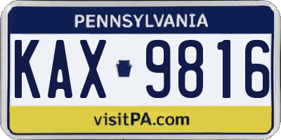 PA license plate KAX9816