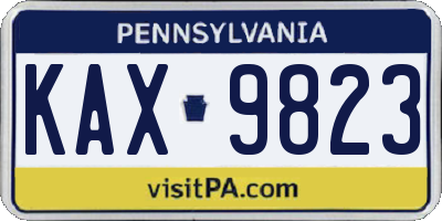 PA license plate KAX9823