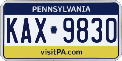 PA license plate KAX9830