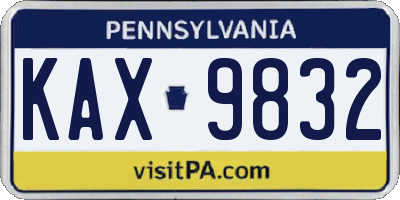 PA license plate KAX9832