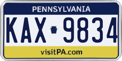 PA license plate KAX9834