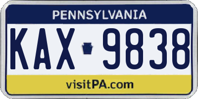 PA license plate KAX9838