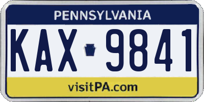 PA license plate KAX9841