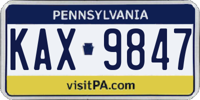 PA license plate KAX9847