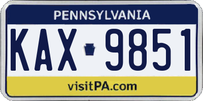 PA license plate KAX9851
