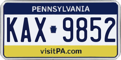 PA license plate KAX9852